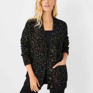 NEW Ann Taylor Black Shimmer Cardigan - Small Petite